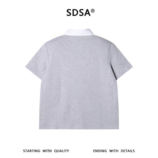 SDSA男装2026新款轻奢撞色假两件翻领V领短袖T恤宽松通勤休闲上衣 商品图4