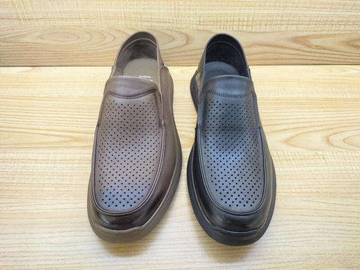2024夏新款豪行真皮男鞋14259126一脚蹬舒适打孔透气休闲凉鞋 商品图3