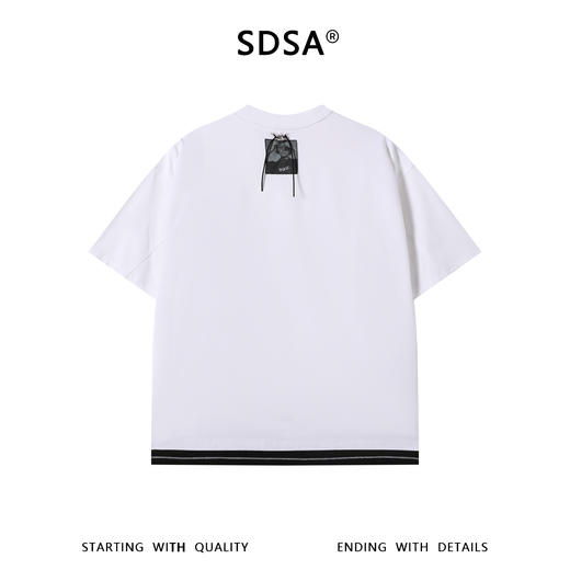 SDSA男装2026新款轻奢潮牌宽松撞色下摆拼接破洞圆领短袖T恤百搭 商品图4