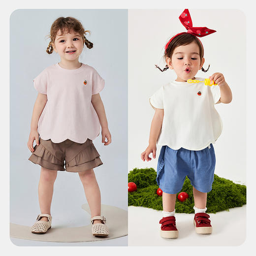 [纯棉]迷你巴拉巴拉宝宝短袖T恤柔软透气可爱花瓣造型上衣26新款 商品图3