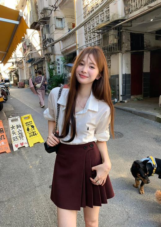 天猫同步【减龄百褶裙】拉夏贝尔/La Chapelle气质高腰A字短裙~设计感显瘦遮胯百褶裙 商品图1