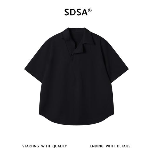 SDSA男装2026新款高贵轻奢新中式不对称斜襟短袖衬衫宽松垂感衬衣 商品图0