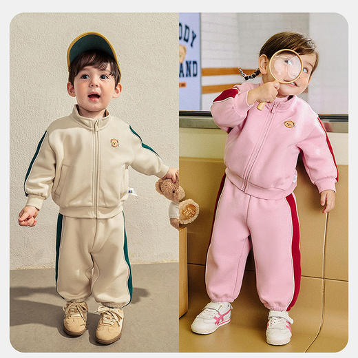 [泰迪熊联名]迷你巴拉男女童套装宝宝入园上学长袖长裤两件套 商品图2