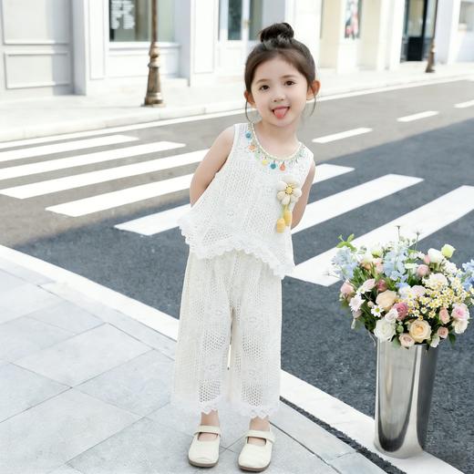 童洛萌女童镂空套装夏季新款无袖背心裤子两件套时尚洋气爆款女宝90-150 商品图2