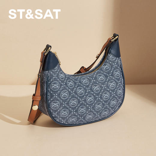 星期六复古牛仔印花单肩包SSD521A0HR 商品图1