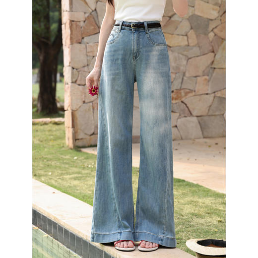 鹿向南【0417/20:00新品前1小时7折限量100件】蓝色阔腿牛仔裤 商品图4