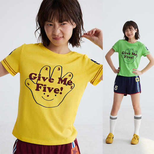CryingCenter给我五!击掌加油tee复古可爱正肩短袖软糯雪花棉女款 商品图0