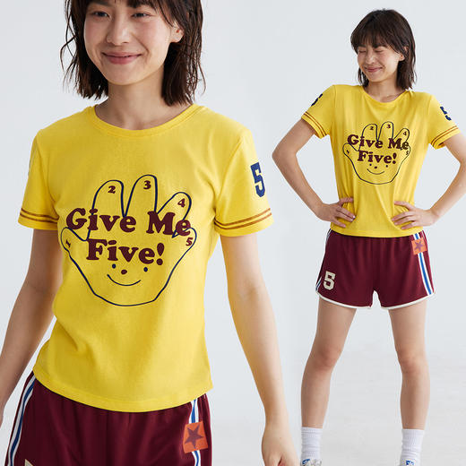 CryingCenter给我五!击掌加油tee复古可爱正肩短袖软糯雪花棉女款 商品图2