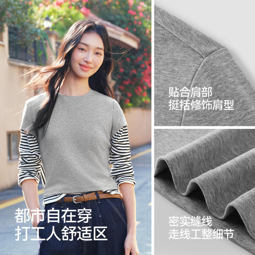 商场同款|森马短袖T恤女夏短款纯色修身圆领2026新款休闲简约上衣 商品图2