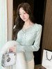 张心子【春日色调】独特漂亮蕾丝拼接花边针织衫木耳边开衫 U2604010 商品缩略图0