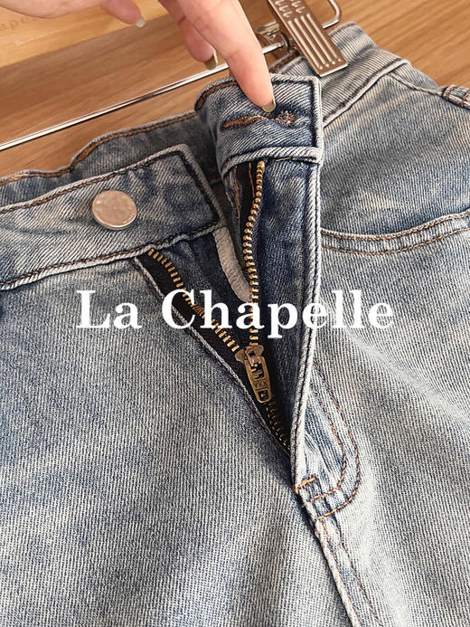 专柜实拍【莱赛尔+棉】拉夏贝尔/La Chapelle版正不挑人！高腰显瘦复古直筒牛仔裤弹力舒适百搭长裤 商品图6