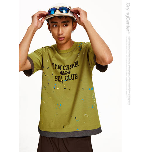 CryingCenter 假两件卷边袖宽松休闲短袖T 哭喊中心 商品图2