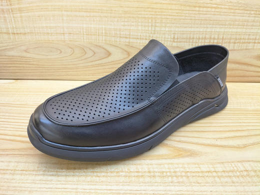 2024夏新款豪行真皮男鞋14259126一脚蹬舒适打孔透气休闲凉鞋 商品图0