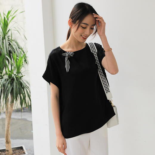 凯喜雅 蝴蝶缎套衫 100%桑蚕丝 商品图1