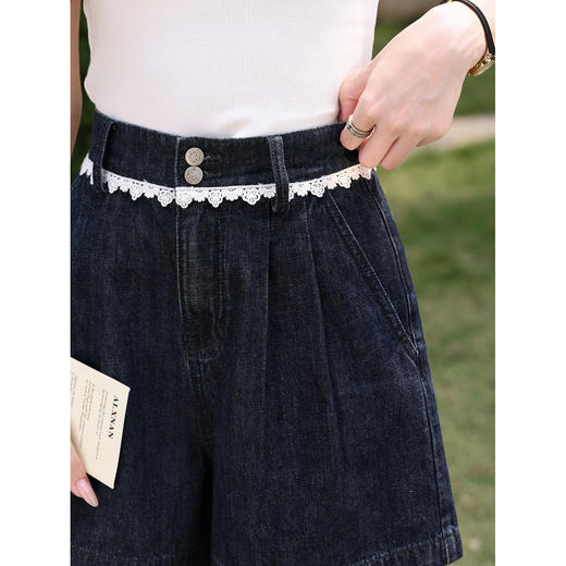 鹿向南【0417/20:00新品前1小时7折限量100件】深蓝色牛仔短裤女 商品图3