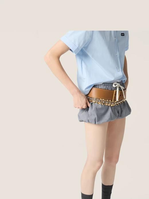 蕾丝边衬衫，千金娃娃领上衣。胸口小标海盐蓝低饱和衬衣E041468 商品图9