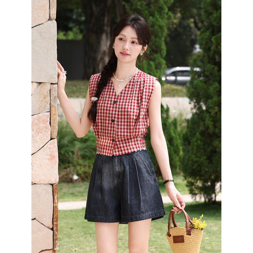 鹿向南【0417/20:00新品前1小时7折限量100件】深蓝色牛仔短裤女 商品图1