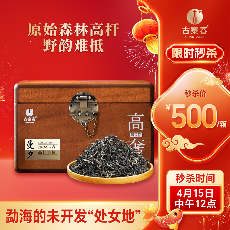 4月15日中午12点【曼夕高杆】2026年春茶预售曼夕头春古树高杆 边境遗珠，仰视森林高杆 勐海味，野韵足！500克/箱