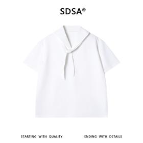 SDSA男装2026新款高贵轻奢潮牌纯色系带设计短袖T恤百搭时尚上衣