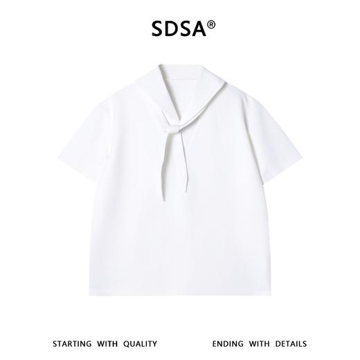 SDSA男装2026新款高贵轻奢潮牌纯色系带设计短袖T恤百搭时尚上衣 商品图0