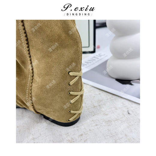 PanYiXiu/潘依绣高丝光牛反绒春夏露趾增高堆堆靴凉靴 TB25019 商品图2