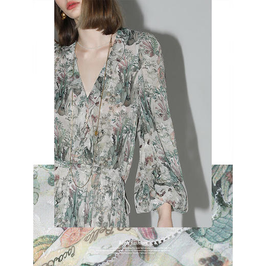 COCOBELLA重工对丝提花雪纺夏季连衣裙度假风束腰茶歇裙FR157 商品图1