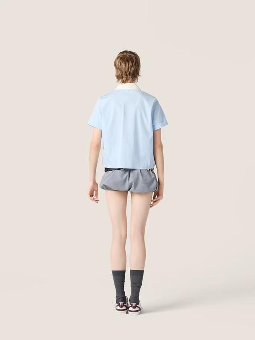 蕾丝边衬衫，千金娃娃领上衣。胸口小标海盐蓝低饱和衬衣E041468 商品图8