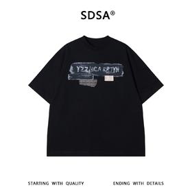 SDSA男装2026新款做旧涂鸦字母印花宽松短袖T恤美式复古休闲上衣