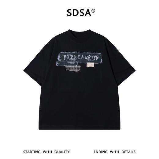 SDSA男装2026新款做旧涂鸦字母印花宽松短袖T恤美式复古休闲上衣 商品图0