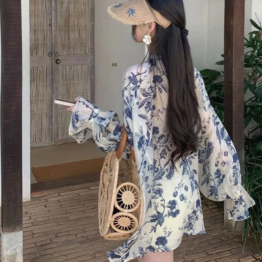 复古青花瓷碎花高级感天丝衬衫 | 把青花瓷的诗意穿在身上 商品图4