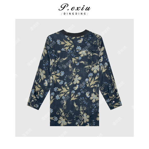 04-3潘依绣丁丁宠粉100%苎麻圆领拉链半开襟长袖衬衫 M8613 商品图2