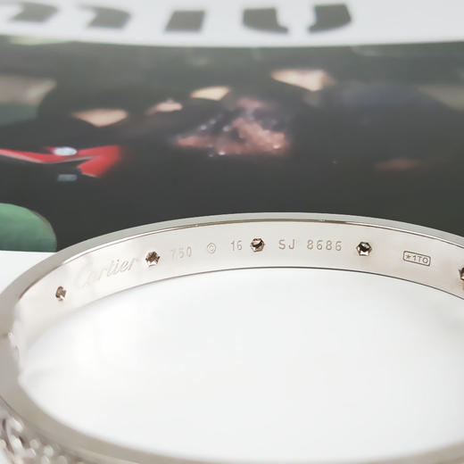 【天然正品】AU750白金简约时尚高定定制款满天星群镶钻石手镯16号（皆取最大值）080426NJS30 商品图5