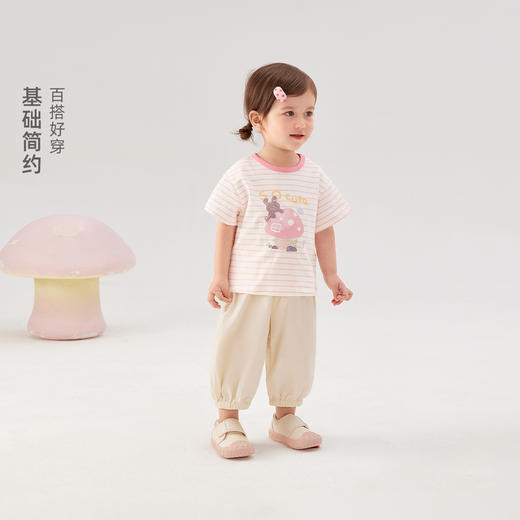 jellybaby百搭条纹短袖T恤夏款男女童圆领T恤中童JXN62664★ 商品图4