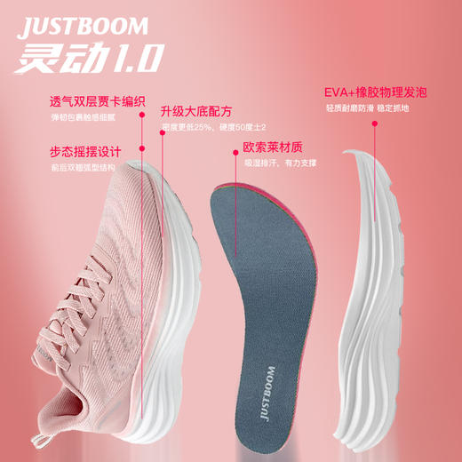 嘉适步1.0跑步鞋透气软底增高防泼水男女休闲运动鞋百搭情侣跑鞋 商品图1