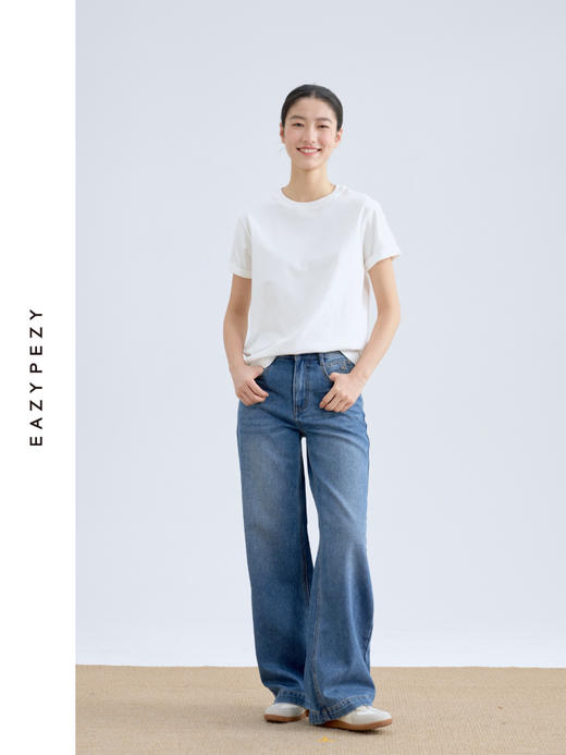 重磅长绒棉真丝经典翻折袖T恤 商品图1