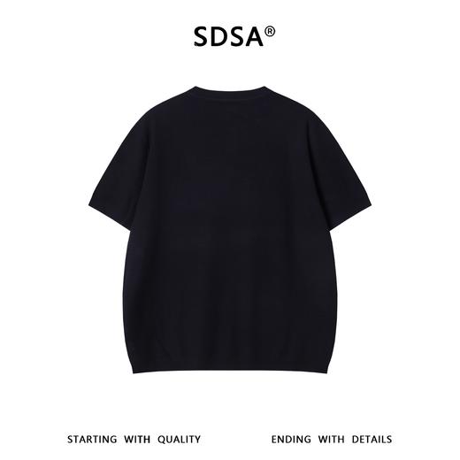 SDSA男装2026新款高贵轻奢美式简约波浪暗纹单扣针织短袖T恤百搭 商品图4