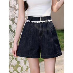 鹿向南【0417/20:00新品前1小时7折限量100件】深蓝色牛仔短裤女