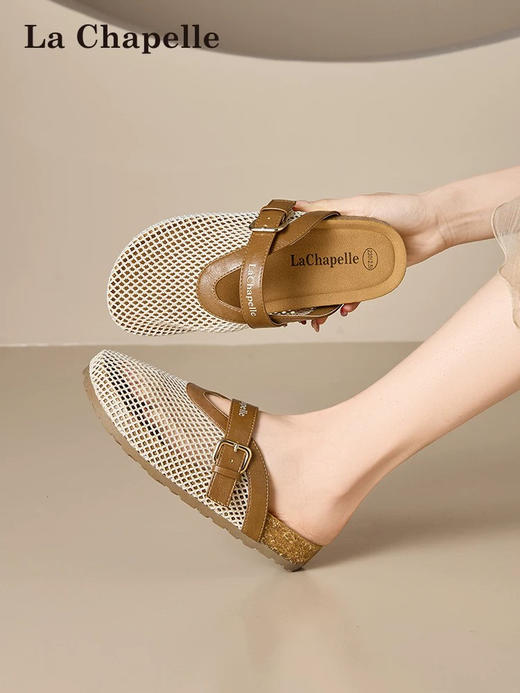 XY｜拉夏贝尔勃肯半拖鞋女新款夏季包头一脚蹬镂空网面透气凉拖鞋JWGZ690 商品图1