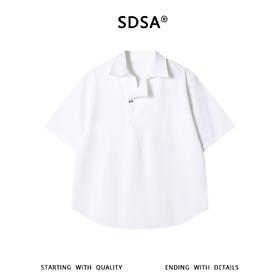 SDSA男装2026新款高贵轻奢新中式不对称斜襟短袖衬衫宽松垂感衬衣