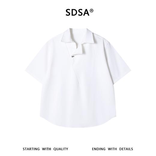 SDSA男装2026新款高贵轻奢新中式不对称斜襟短袖衬衫宽松垂感衬衣 商品图0