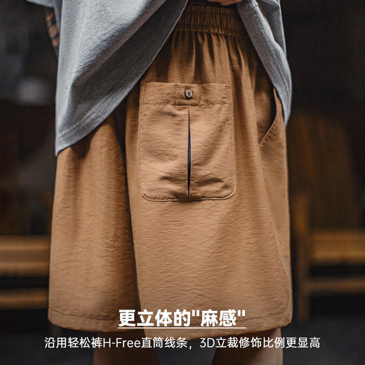 马登工装美式莱赛尔仿亚麻短裤外穿直筒老钱风休闲5分裤薄款男夏 商品图4