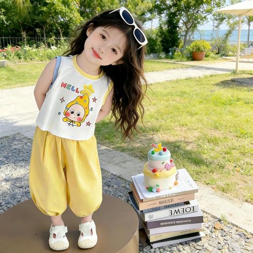 童洛萌女童无袖背心灯笼裤两件套时尚夏季新款女宝宝星星人休闲套装90-150 商品图3
