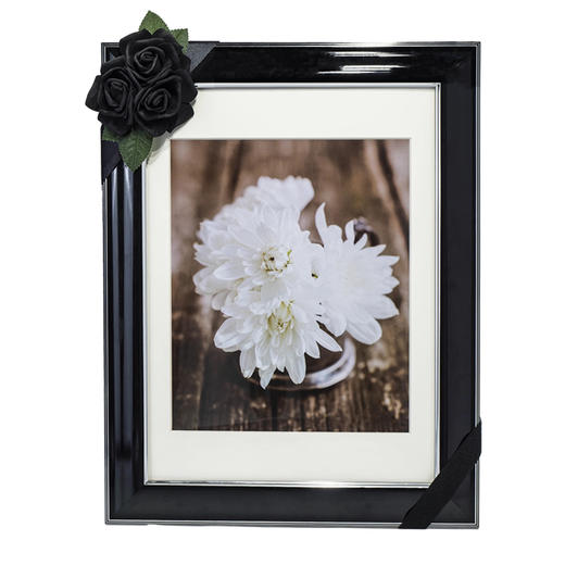 纯黑遗像花相框装饰花仿真花遗像花造花家用殡仪馆悼念仪式用品 商品图0