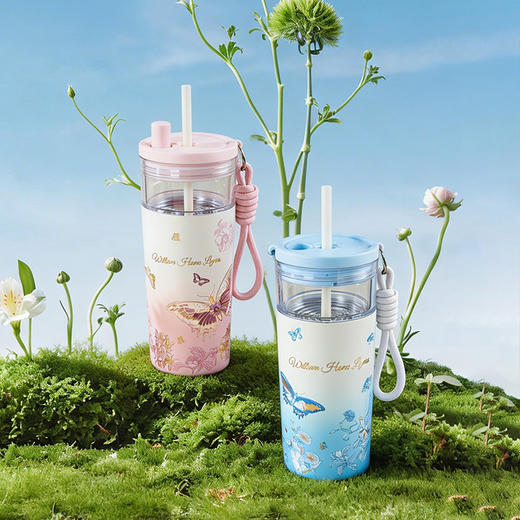 大英博物馆 博物志系列 蝴蝶翩翩 茶水分离保温杯（朦胧粉） 商品图1