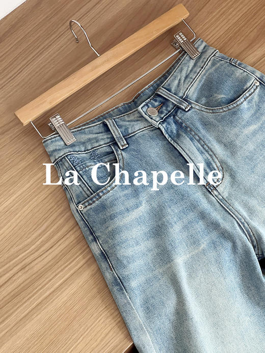专柜实拍【莱赛尔+棉】拉夏贝尔/La Chapelle版正不挑人！高腰显瘦复古直筒牛仔裤弹力舒适百搭长裤 商品图5