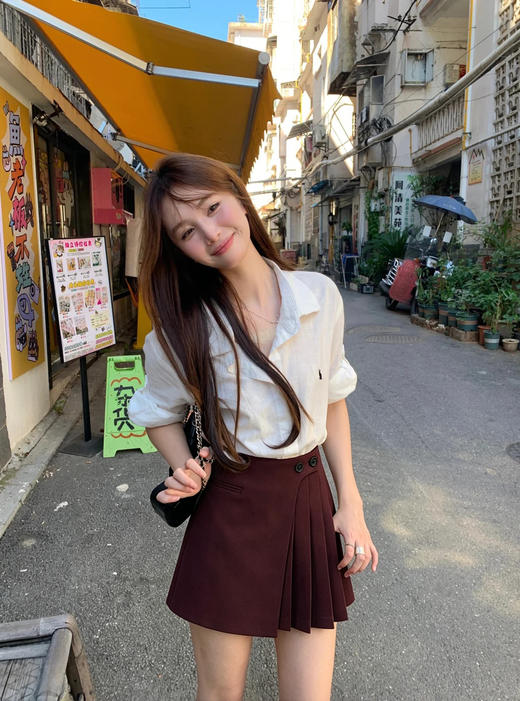 天猫同步【减龄百褶裙】拉夏贝尔/La Chapelle气质高腰A字短裙~设计感显瘦遮胯百褶裙 商品图3