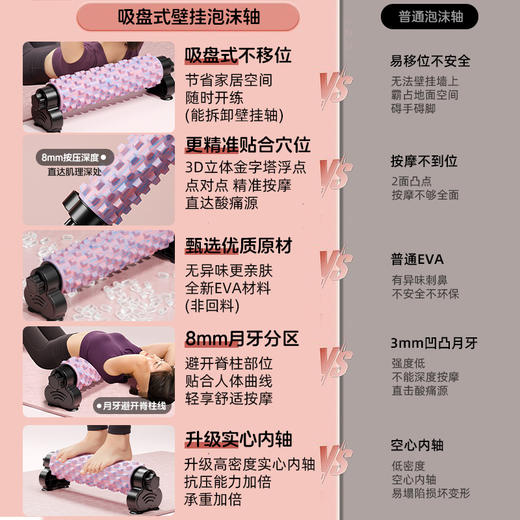 【吸盘式壁挂不占地、两档高度自由调节】瑜伽柱支架款泡沫轴滚背神器狼牙棒滚腿滚轴肌肉放松瘦腿瑜伽器材.TA 商品图3