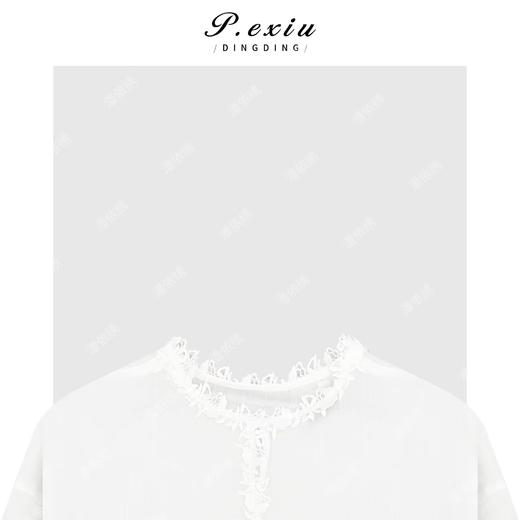 04-3潘依绣丁丁宠粉天丝苎麻后开叉拼接花边气质圆领长袖衬衫 W-63285 商品图2