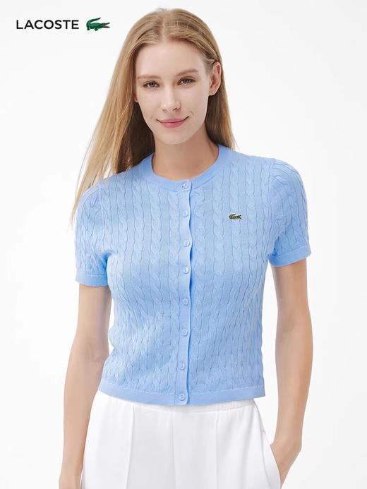 马卡龙配色，麻花针织衫。温柔绞花工艺小标刺绣短袖上衣E041466 商品图8