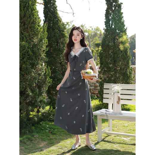 鹿向南【0417/20:00新品前1小时7折限量100件】小众灰色连衣裙女 商品图2